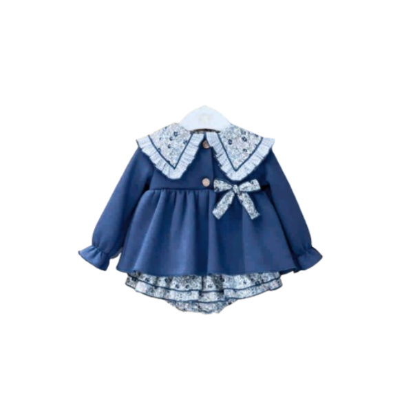Conjunto picos y flores azul Valentina bebés