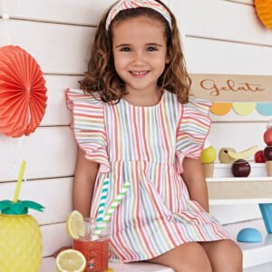 Vestido rayado coral abrego 25141 de juliana verano 2025