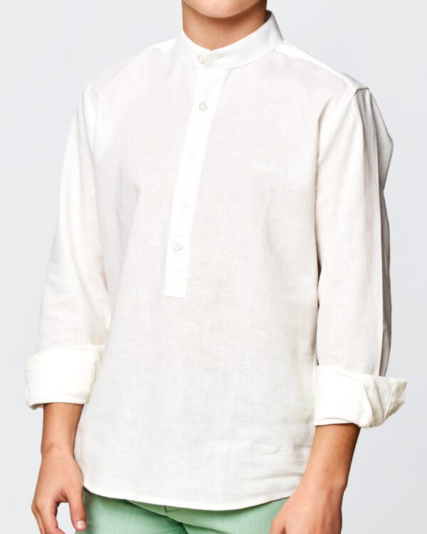 Camisa cuello mao lino de spagnolo L23 - Imagen 2