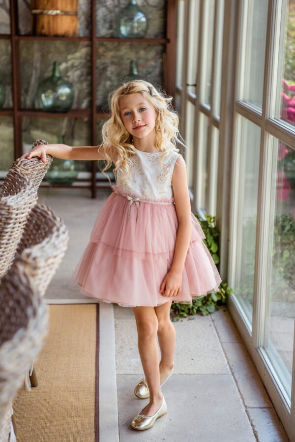 Vestido tul volante rosa géminis de Marta y Paula 0501