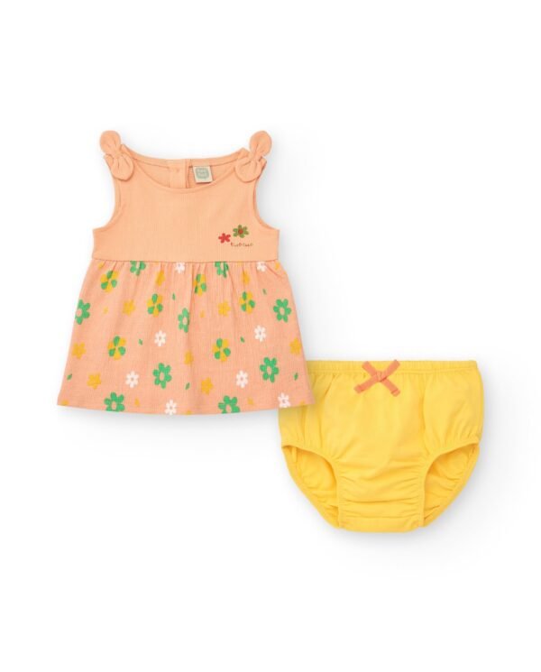 Vestido melocotón estampado florado tuc-tuc