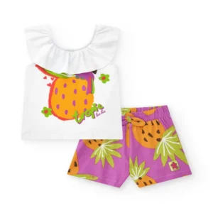 Conjunto niña camiseta y shorts morados tuc-tuc