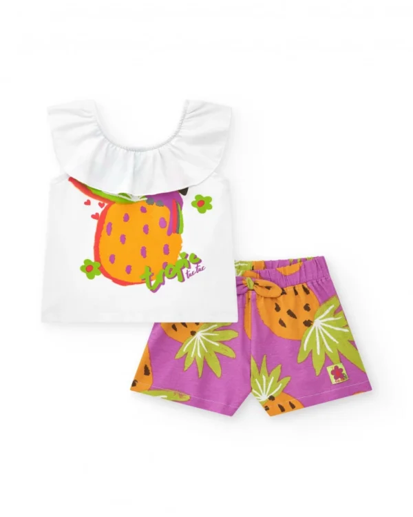 Conjunto niña camiseta y shorts morados tuc-tuc