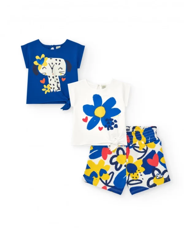 Conjunto niña 2 camisetas y short estampado tuc-tuc