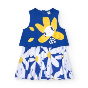 Vestido niña azul con flor tuc-tuc