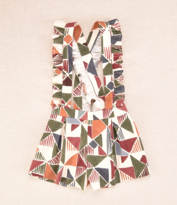 Conjunto niña short tirantes geométrico de cocote - Imagen 5