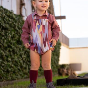 Conjunto blusa cuadritos y peto ikat de cocote