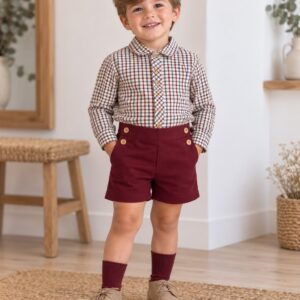 Conjunto camisa cuadrdos de cocote